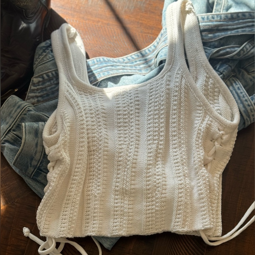 White Knit Sleeveless Top